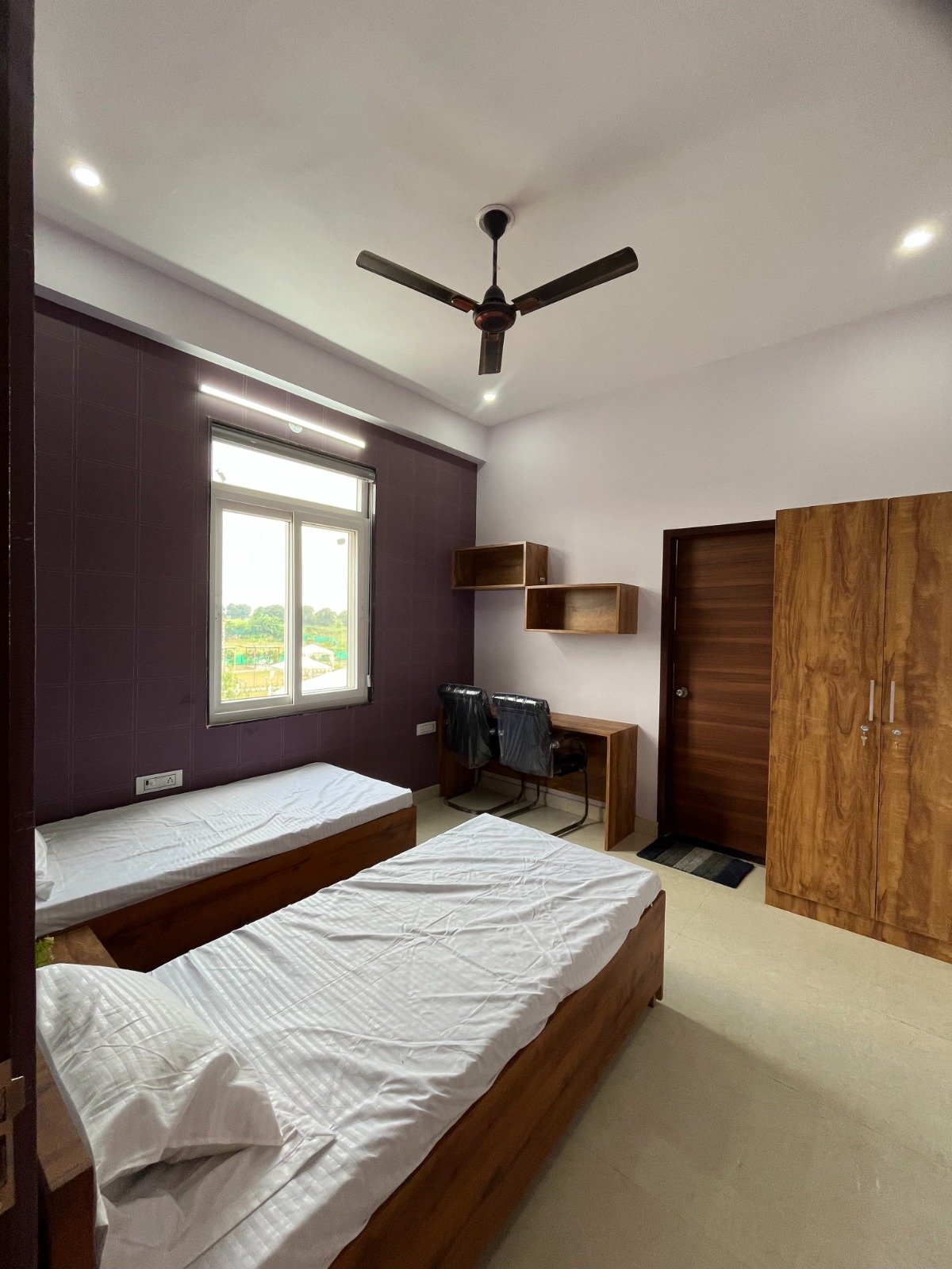 Double Room. The Cosmos - PG & Hostel For Girls.