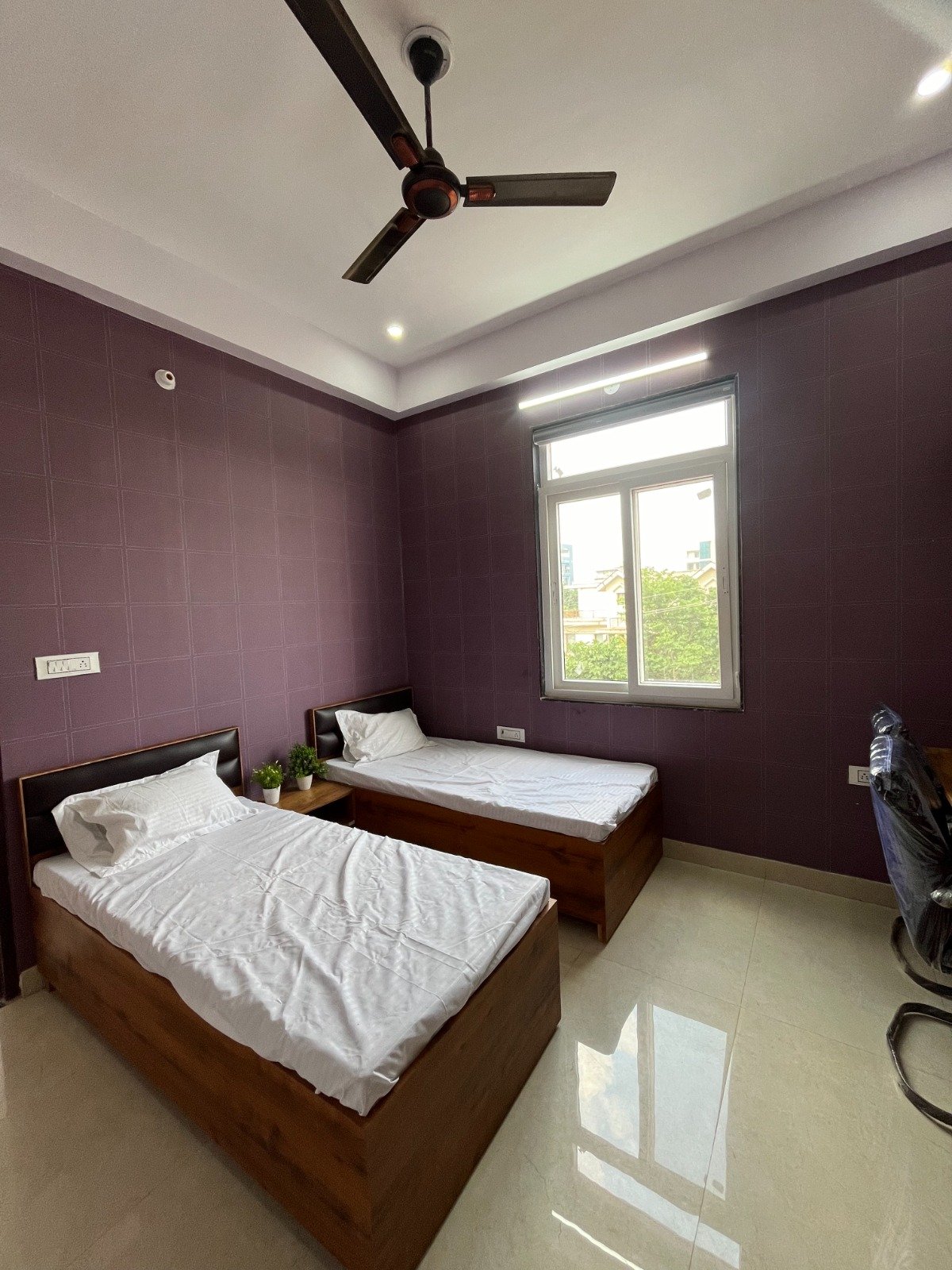 Double Room. The Cosmos - PG & Hostel For Girls.